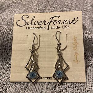 Silver Flower Dangle Earrings